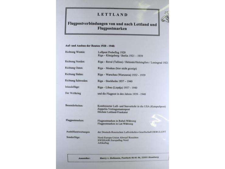FLUGPOSTVERBINDUNGEN VON UND NACH LETTLAND: 1920/40, umfangreiche sowie hochinteressante Sammlung von über 180 Karten und Bri