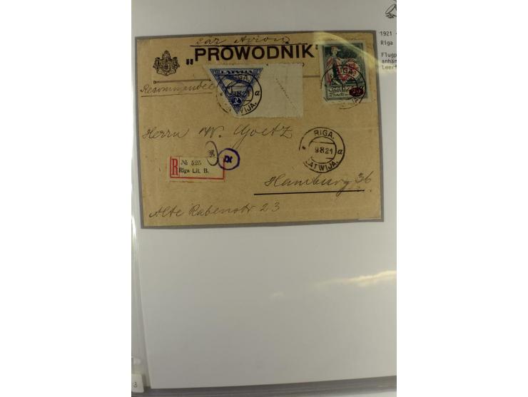FLUGPOSTVERBINDUNGEN VON UND NACH LETTLAND: 1920/40, umfangreiche sowie hochinteressante Sammlung von über 180 Karten und Bri
