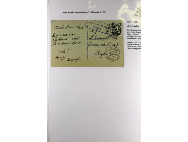 FLUGPOSTVERBINDUNGEN VON UND NACH LETTLAND: 1920/40, umfangreiche sowie hochinteressante Sammlung von über 180 Karten und Bri