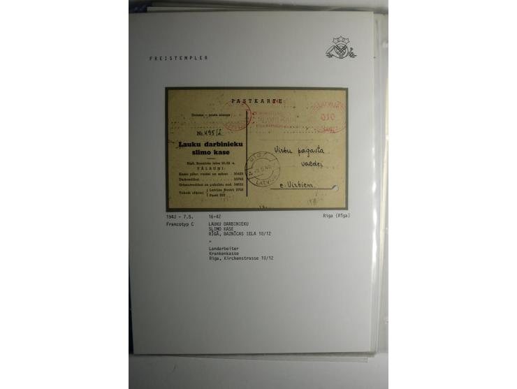 ABSENDERFREISTEMPEL: 1930/40, Francotyp A-C, 31 Briefe und Karten, dabei Einschreiben und Nachporto, teils mit Aktenlochung, 