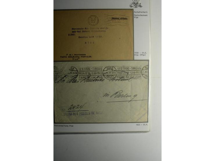 BESONDERHEITEN: 1919/40, interessante Sammlung, dabei zwei Karten mit Barfrankatur, über 20 portofreie Dienstbriefe mit teils