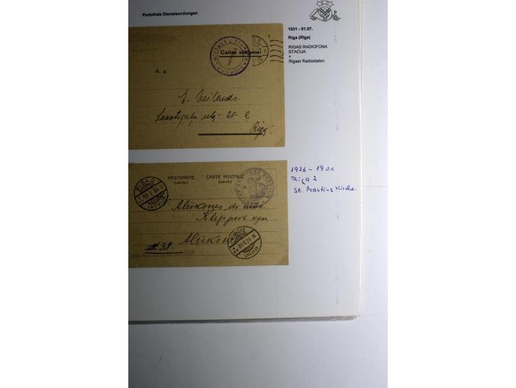 BESONDERHEITEN: 1919/40, interessante Sammlung, dabei zwei Karten mit Barfrankatur, über 20 portofreie Dienstbriefe mit teils