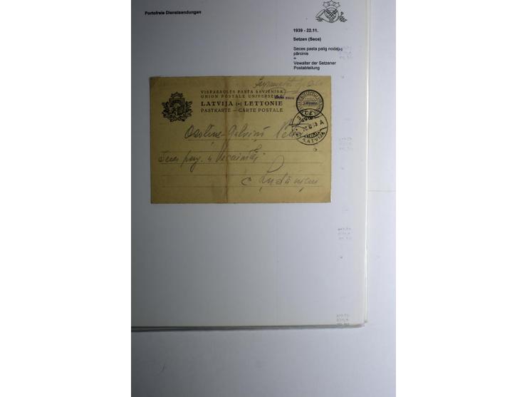BESONDERHEITEN: 1919/40, interessante Sammlung, dabei zwei Karten mit Barfrankatur, über 20 portofreie Dienstbriefe mit teils