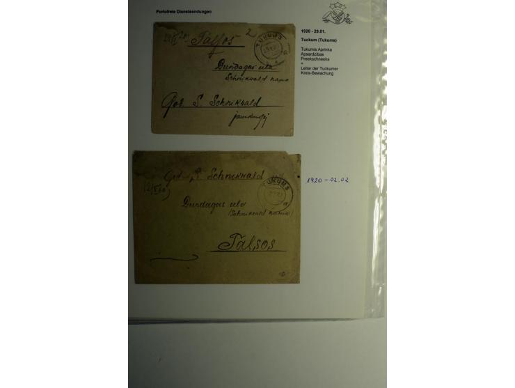 BESONDERHEITEN: 1919/40, interessante Sammlung, dabei zwei Karten mit Barfrankatur, über 20 portofreie Dienstbriefe mit teils