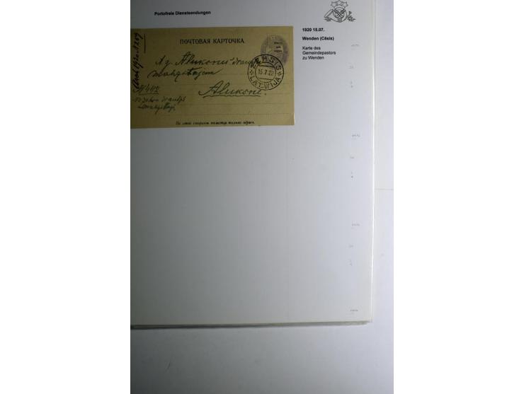 BESONDERHEITEN: 1919/40, interessante Sammlung, dabei zwei Karten mit Barfrankatur, über 20 portofreie Dienstbriefe mit teils