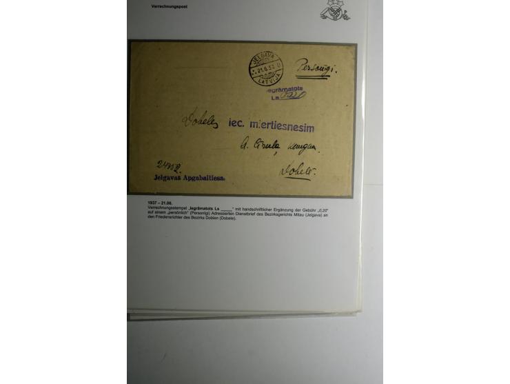 BESONDERHEITEN: 1919/40, interessante Sammlung, dabei zwei Karten mit Barfrankatur, über 20 portofreie Dienstbriefe mit teils