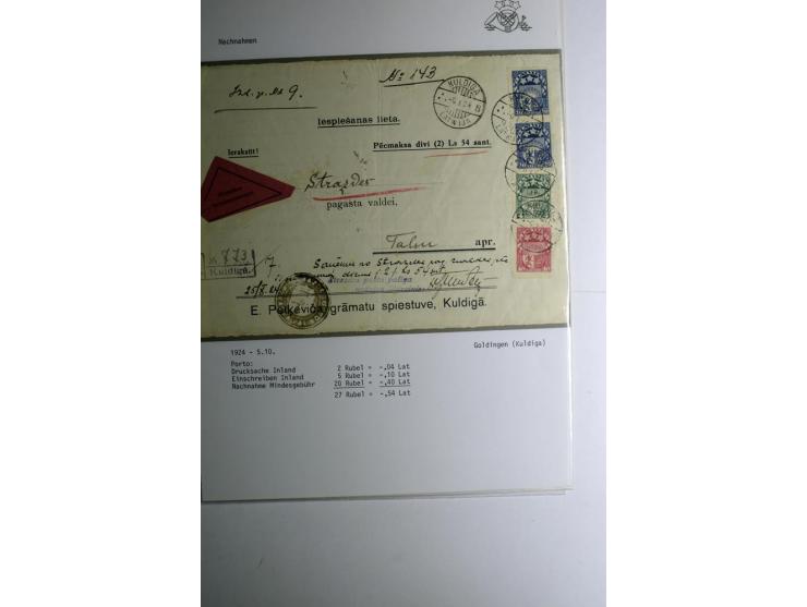 BESONDERHEITEN: 1919/40, interessante Sammlung, dabei zwei Karten mit Barfrankatur, über 20 portofreie Dienstbriefe mit teils