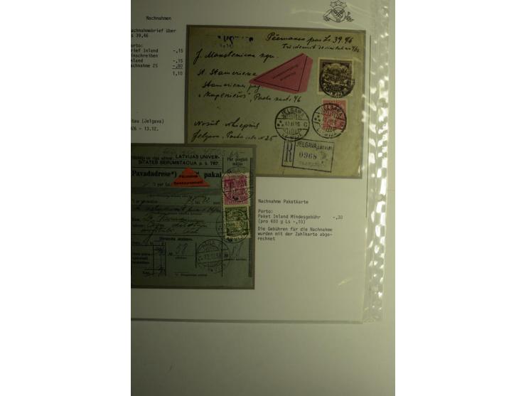 BESONDERHEITEN: 1919/40, interessante Sammlung, dabei zwei Karten mit Barfrankatur, über 20 portofreie Dienstbriefe mit teils