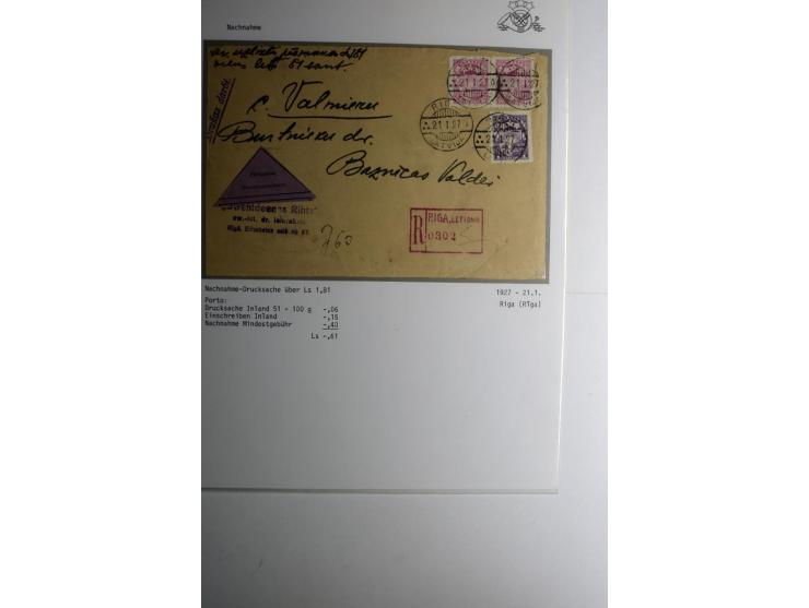 BESONDERHEITEN: 1919/40, interessante Sammlung, dabei zwei Karten mit Barfrankatur, über 20 portofreie Dienstbriefe mit teils