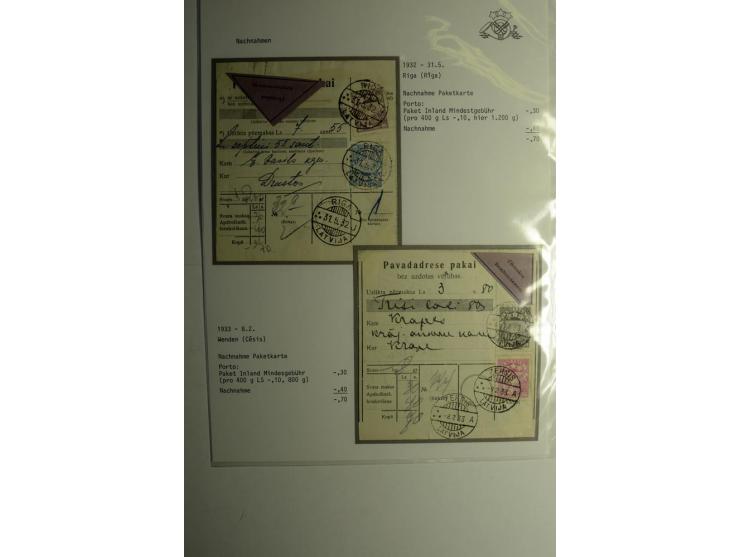 BESONDERHEITEN: 1919/40, interessante Sammlung, dabei zwei Karten mit Barfrankatur, über 20 portofreie Dienstbriefe mit teils