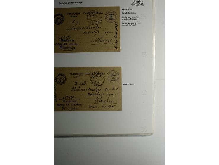 BESONDERHEITEN: 1919/40, interessante Sammlung, dabei zwei Karten mit Barfrankatur, über 20 portofreie Dienstbriefe mit teils