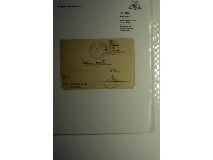 BESONDERHEITEN: 1919/40, interessante Sammlung, dabei zwei Karten mit Barfrankatur, über 20 portofreie Dienstbriefe mit teils