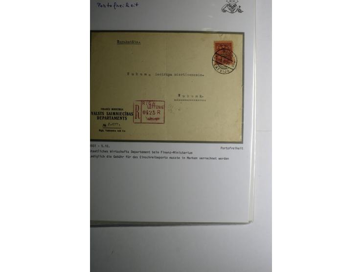 BESONDERHEITEN: 1919/40, interessante Sammlung, dabei zwei Karten mit Barfrankatur, über 20 portofreie Dienstbriefe mit teils