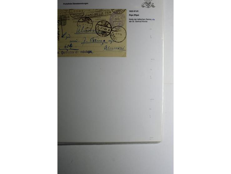 BESONDERHEITEN: 1919/40, interessante Sammlung, dabei zwei Karten mit Barfrankatur, über 20 portofreie Dienstbriefe mit teils