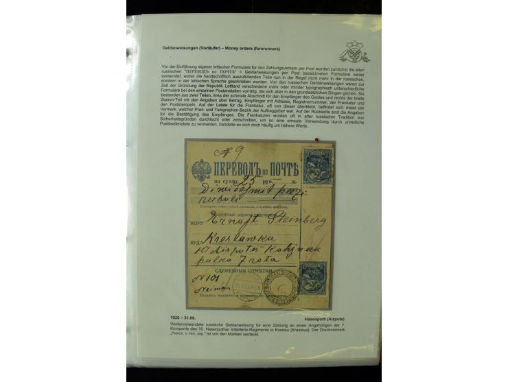 GELDANWEISUNGEN: 1920/38, interessante Sammlung von über 60 Stück, dabei Vorläufer (weiterverwendete russische Geldanweisunge