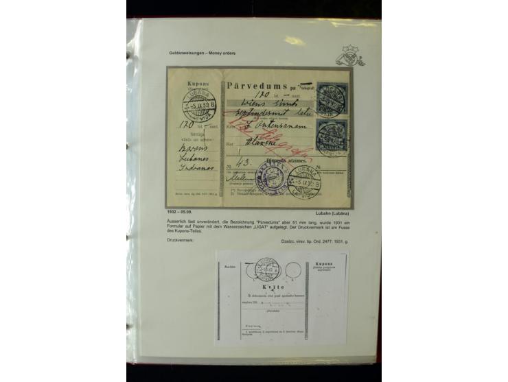 GELDANWEISUNGEN: 1920/38, interessante Sammlung von über 60 Stück, dabei Vorläufer (weiterverwendete russische Geldanweisunge