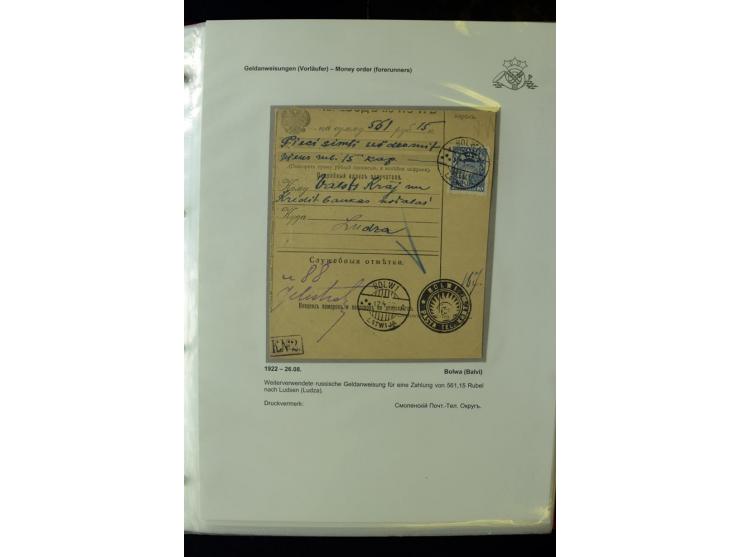 GELDANWEISUNGEN: 1920/38, interessante Sammlung von über 60 Stück, dabei Vorläufer (weiterverwendete russische Geldanweisunge