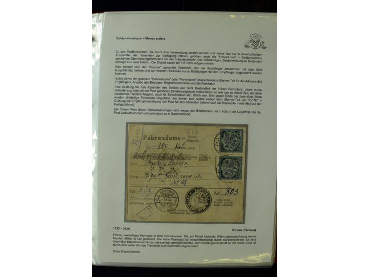 GELDANWEISUNGEN: 1920/38, interessante Sammlung von über 60 Stück, dabei Vorläufer (weiterverwendete russische Geldanweisunge