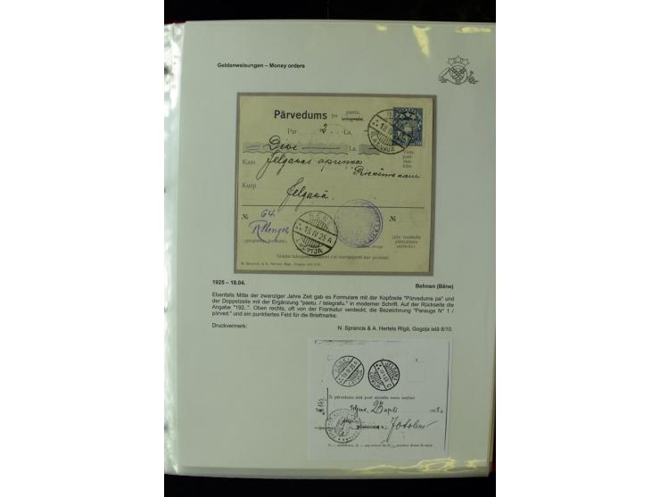 GELDANWEISUNGEN: 1920/38, interessante Sammlung von über 60 Stück, dabei Vorläufer (weiterverwendete russische Geldanweisunge
