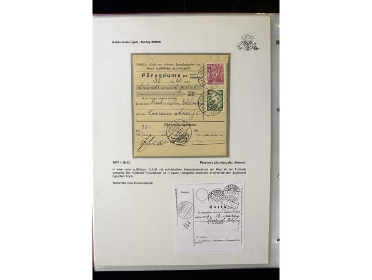 GELDANWEISUNGEN: 1920/38, interessante Sammlung von über 60 Stück, dabei Vorläufer (weiterverwendete russische Geldanweisunge