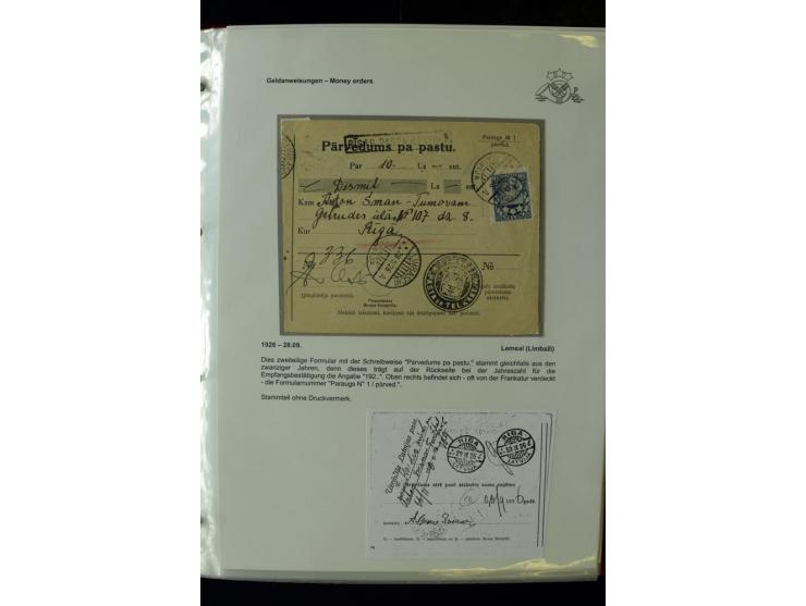GELDANWEISUNGEN: 1920/38, interessante Sammlung von über 60 Stück, dabei Vorläufer (weiterverwendete russische Geldanweisunge