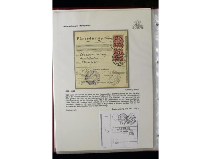 GELDANWEISUNGEN: 1920/38, interessante Sammlung von über 60 Stück, dabei Vorläufer (weiterverwendete russische Geldanweisunge