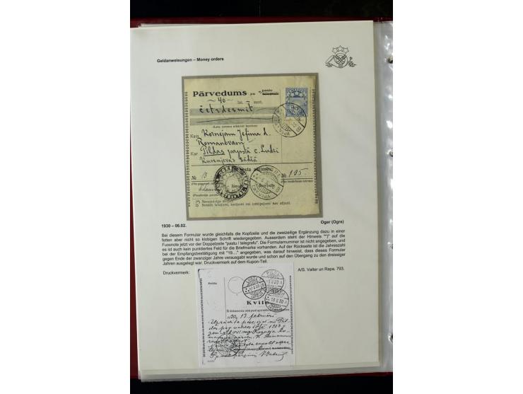 GELDANWEISUNGEN: 1920/38, interessante Sammlung von über 60 Stück, dabei Vorläufer (weiterverwendete russische Geldanweisunge