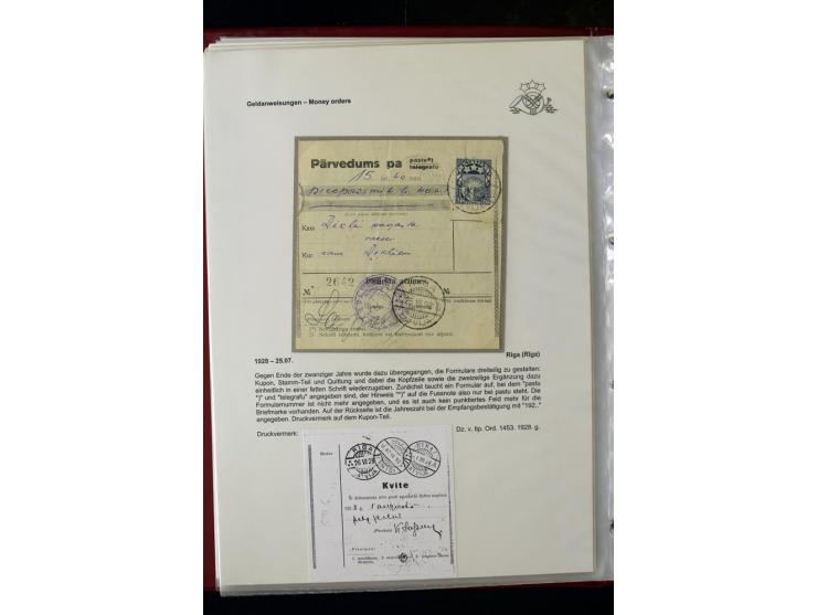 GELDANWEISUNGEN: 1920/38, interessante Sammlung von über 60 Stück, dabei Vorläufer (weiterverwendete russische Geldanweisunge