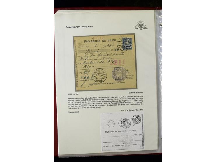 GELDANWEISUNGEN: 1920/38, interessante Sammlung von über 60 Stück, dabei Vorläufer (weiterverwendete russische Geldanweisunge