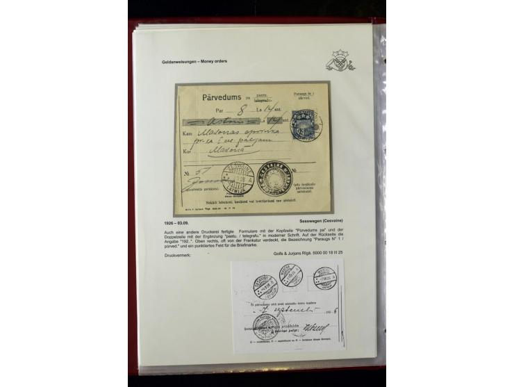 GELDANWEISUNGEN: 1920/38, interessante Sammlung von über 60 Stück, dabei Vorläufer (weiterverwendete russische Geldanweisunge