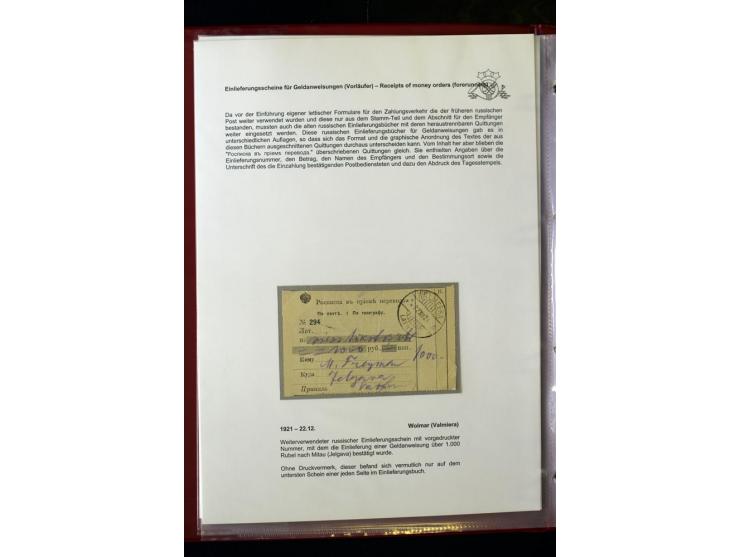 GELDANWEISUNGEN: 1920/38, interessante Sammlung von über 60 Stück, dabei Vorläufer (weiterverwendete russische Geldanweisunge