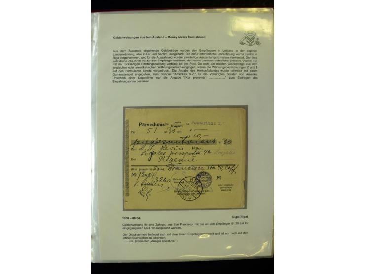 GELD-DIENST: 1927/41, umfangreiche Sammlung von über 60 Ganzstücken, dabei Geldanweisungen aus dem Ausland, Empfangsbestätigu