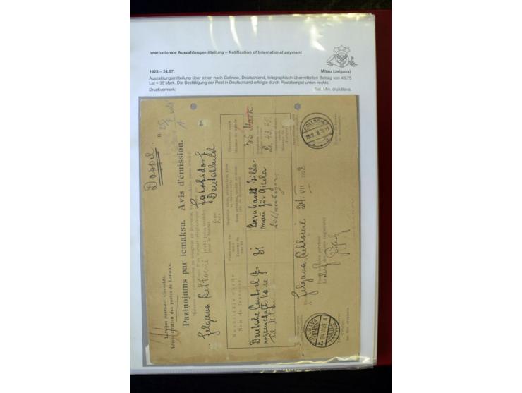 GELD-DIENST: 1927/41, umfangreiche Sammlung von über 60 Ganzstücken, dabei Geldanweisungen aus dem Ausland, Empfangsbestätigu