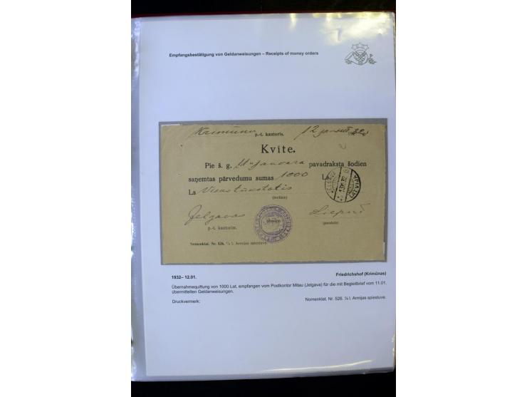 GELD-DIENST: 1927/41, umfangreiche Sammlung von über 60 Ganzstücken, dabei Geldanweisungen aus dem Ausland, Empfangsbestätigu