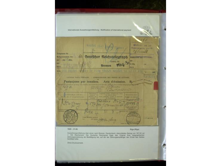 GELD-DIENST: 1927/41, umfangreiche Sammlung von über 60 Ganzstücken, dabei Geldanweisungen aus dem Ausland, Empfangsbestätigu