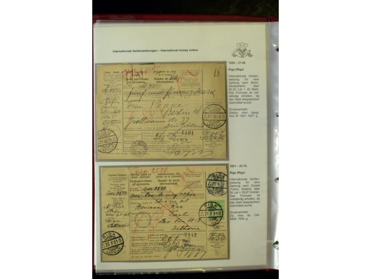 GELD-DIENST: 1927/41, umfangreiche Sammlung von über 60 Ganzstücken, dabei Geldanweisungen aus dem Ausland, Empfangsbestätigu