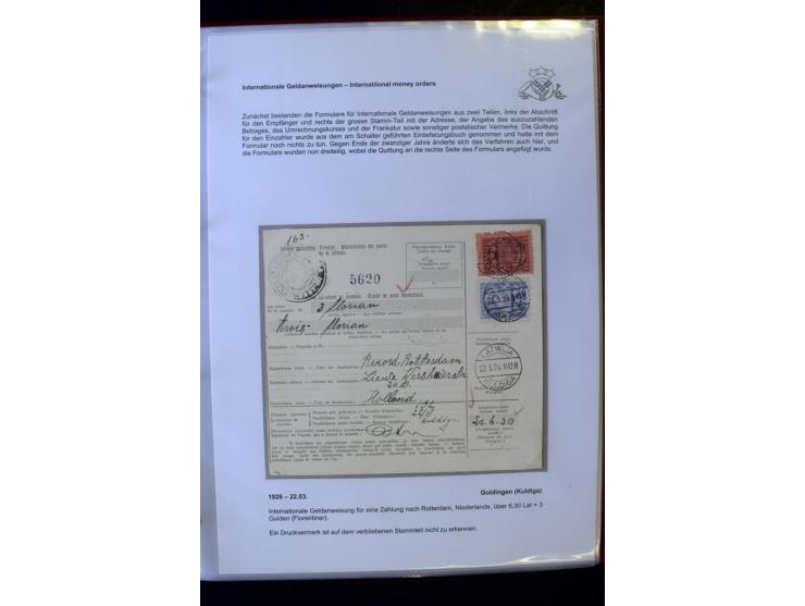 GELD-DIENST: 1927/41, umfangreiche Sammlung von über 60 Ganzstücken, dabei Geldanweisungen aus dem Ausland, Empfangsbestätigu