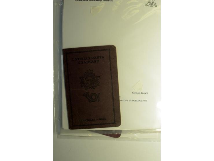 GELD-DIENST: 1937/39, 6 Postsparbücher von Aahof, Doblen, Kemmern, Libau, Mitau und Riga, meist gute Erhaltung (H.v.H. PSB2-5