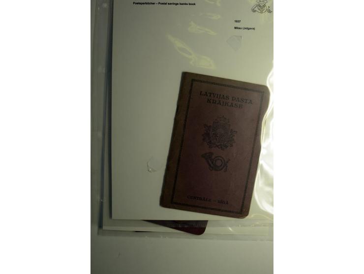 GELD-DIENST: 1937/39, 6 Postsparbücher von Aahof, Doblen, Kemmern, Libau, Mitau und Riga, meist gute Erhaltung (H.v.H. PSB2-5