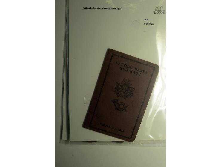 GELD-DIENST: 1937/39, 6 Postsparbücher von Aahof, Doblen, Kemmern, Libau, Mitau und Riga, meist gute Erhaltung (H.v.H. PSB2-5