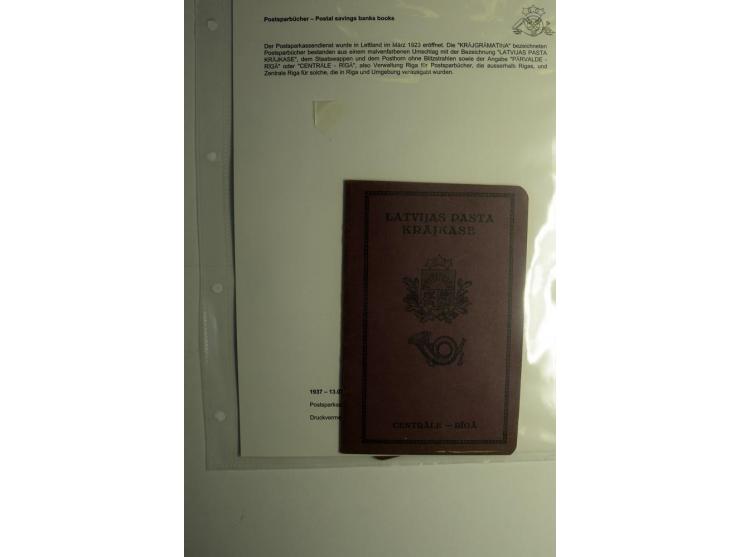GELD-DIENST: 1937/39, 6 Postsparbücher von Aahof, Doblen, Kemmern, Libau, Mitau und Riga, meist gute Erhaltung (H.v.H. PSB2-5