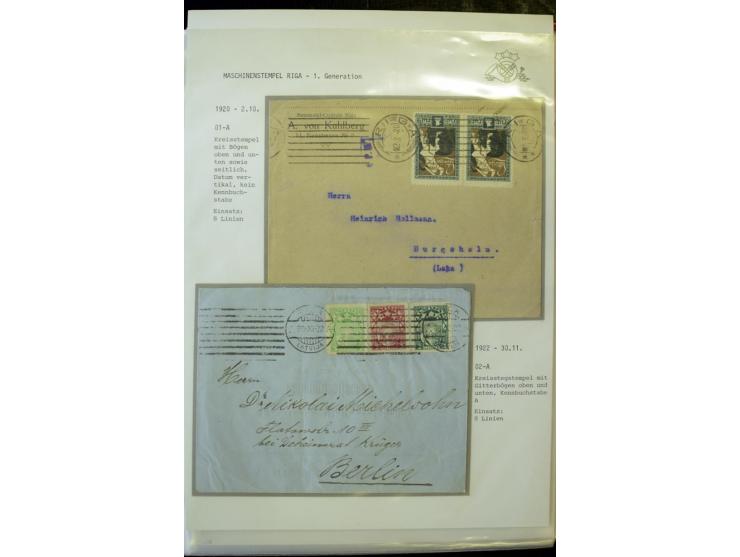 MASCHINENSTEMPEL: 1920/40, Riga 1-3. Generation, über 50 Briefe und Karten, viele verschiedene Werbesprüche, Letztagsverwendu
