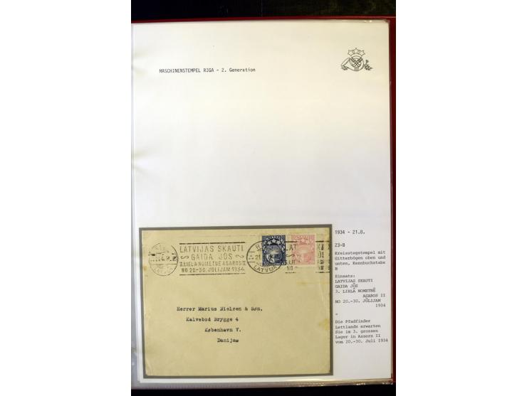 MASCHINENSTEMPEL: 1920/40, Riga 1-3. Generation, über 50 Briefe und Karten, viele verschiedene Werbesprüche, Letztagsverwendu