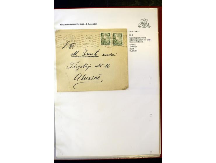 MASCHINENSTEMPEL: 1920/40, Riga 1-3. Generation, über 50 Briefe und Karten, viele verschiedene Werbesprüche, Letztagsverwendu