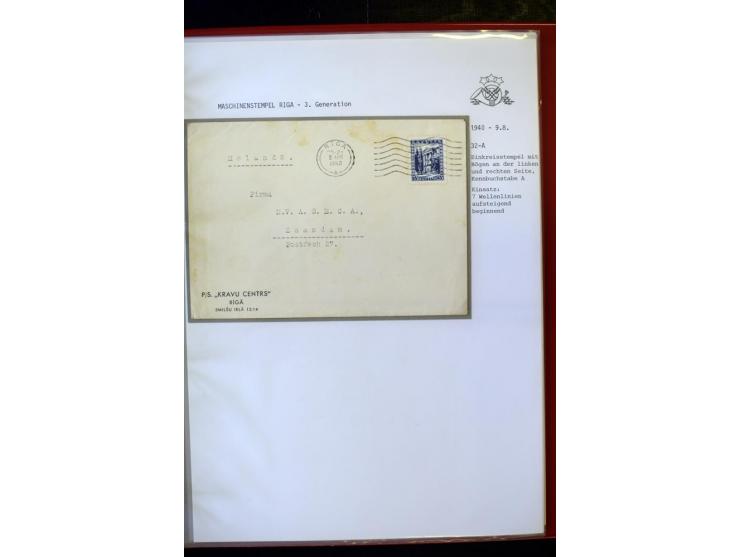 MASCHINENSTEMPEL: 1920/40, Riga 1-3. Generation, über 50 Briefe und Karten, viele verschiedene Werbesprüche, Letztagsverwendu