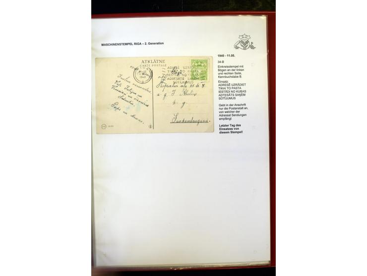 MASCHINENSTEMPEL: 1920/40, Riga 1-3. Generation, über 50 Briefe und Karten, viele verschiedene Werbesprüche, Letztagsverwendu