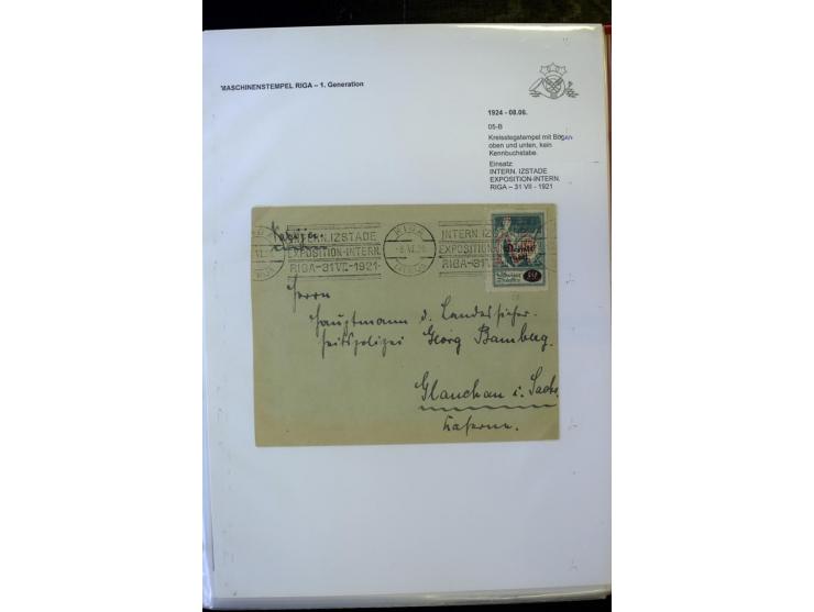 MASCHINENSTEMPEL: 1920/40, Riga 1-3. Generation, über 50 Briefe und Karten, viele verschiedene Werbesprüche, Letztagsverwendu