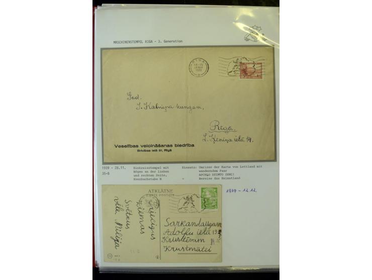 MASCHINENSTEMPEL: 1920/40, Riga 1-3. Generation, über 50 Briefe und Karten, viele verschiedene Werbesprüche, Letztagsverwendu