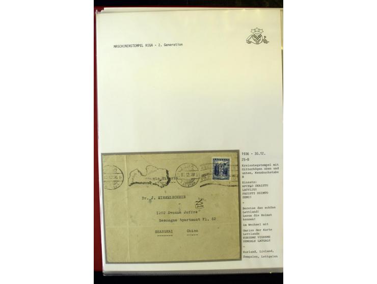 MASCHINENSTEMPEL: 1920/40, Riga 1-3. Generation, über 50 Briefe und Karten, viele verschiedene Werbesprüche, Letztagsverwendu