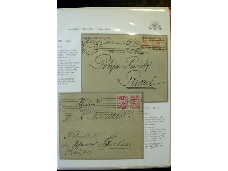 MASCHINENSTEMPEL: 1920/40, Riga 1-3. Generation, über 50 Briefe und Karten, viele verschiedene Werbesprüche, Letztagsverwendu